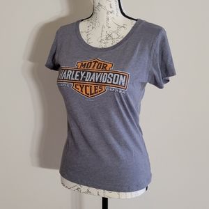 Harley Davidson Grey & Orange Tee